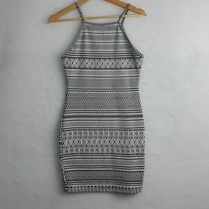 Grayson Black & White Stripped Sleeveless Dress Size Small